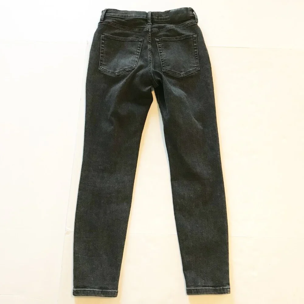 EVERLANE Stretch High Rise Skinny Button Flap Ankle Black Denim Jeans Womens 27 - Picture 4 of 9